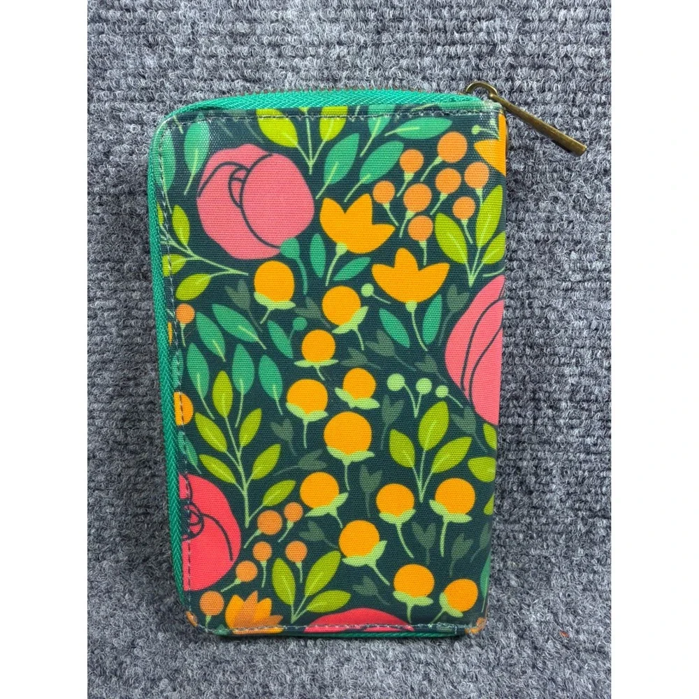 Wander Wallets Floral Zip Around Clutch Wallet Pink Green Botanical